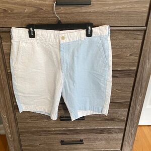 Brooks Brothers Blue and White Flat Front Shorts